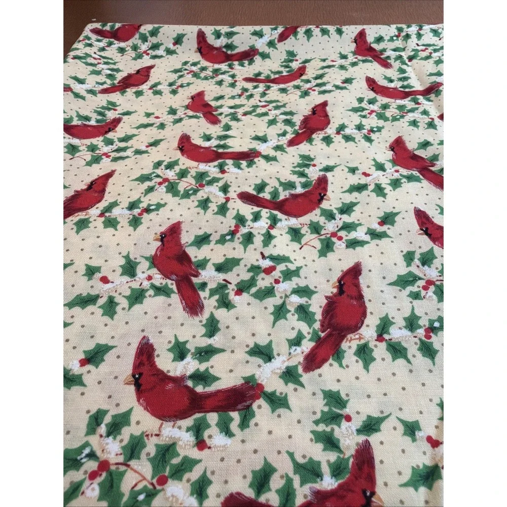 Vtg Cardinals Holly Christmas Fabric Christmas Collection Chanteclaire 1/2 Yards